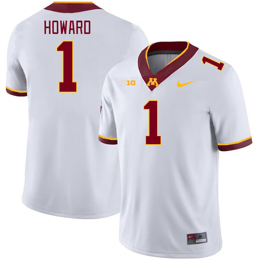 Men #1 Jaxon Howard Minnesota Golden Gophers College Football Jerseys Stitched-White